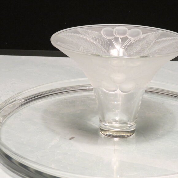 80s Mikasa Crystal Bountiful Footed Cake Stand Raised Frosted Cherry  - Picture 6 of 6